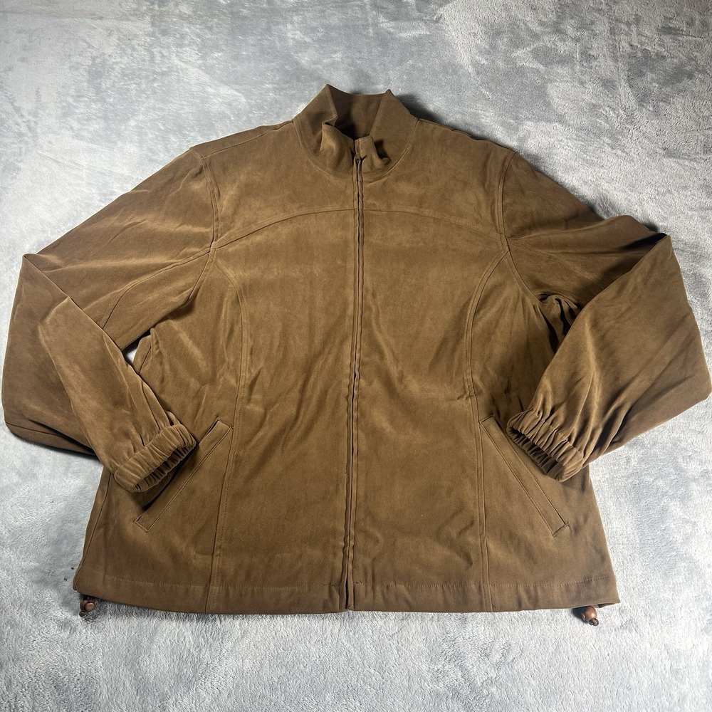 ORVIS Jacket Womens 16 Brown Faux‎ Suede Full Zip Hunting Jacket Coat
